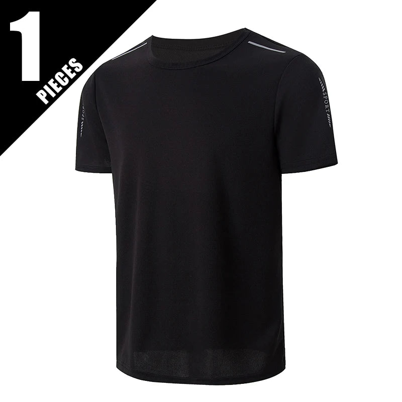 1/4 Pcs Men's Summer Quick-drying Sports Fashion Printed Short-sleeved Teens Loose and Comfortable Running Fitness Joker T-shirt