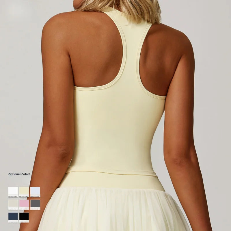 BIANHUI Gym Clothes Woman Brushed Cotton Racerback Sports Vest for Women Tight-Fitting Quick-Dry Casual Fitness Top Yoga Wear