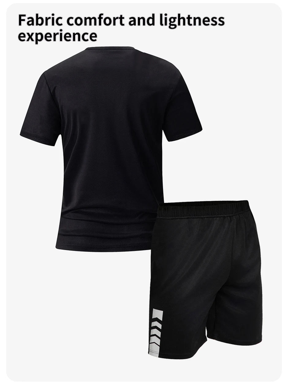 2/4/6 Pcs Plus Size Men's Quick-drying Short-sleeved Shorts Suit Men's Leisure Sports Running Fitness T-shirt Joker Shorts Teen