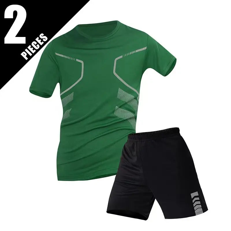 2/4/6 Pcs Plus Size Men's Quick-drying Short-sleeved Shorts Suit Men's Leisure Sports Running Fitness T-shirt Joker Shorts Teen
