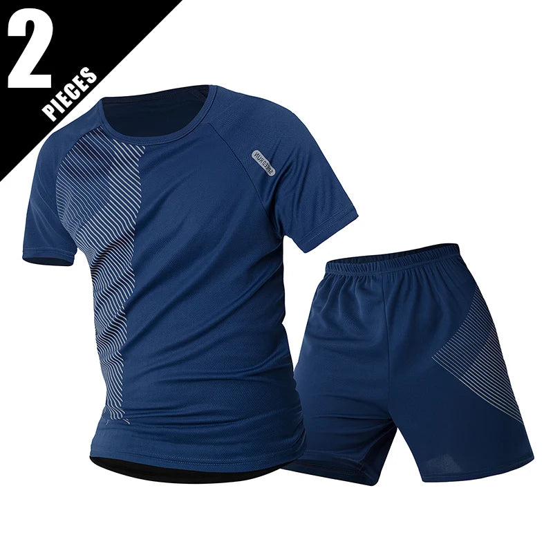 2/4/6 Pcs Plus Size Men's Quick-drying Short-sleeved Shorts Suit Men's Leisure Sports Running Fitness T-shirt Joker Shorts Teen