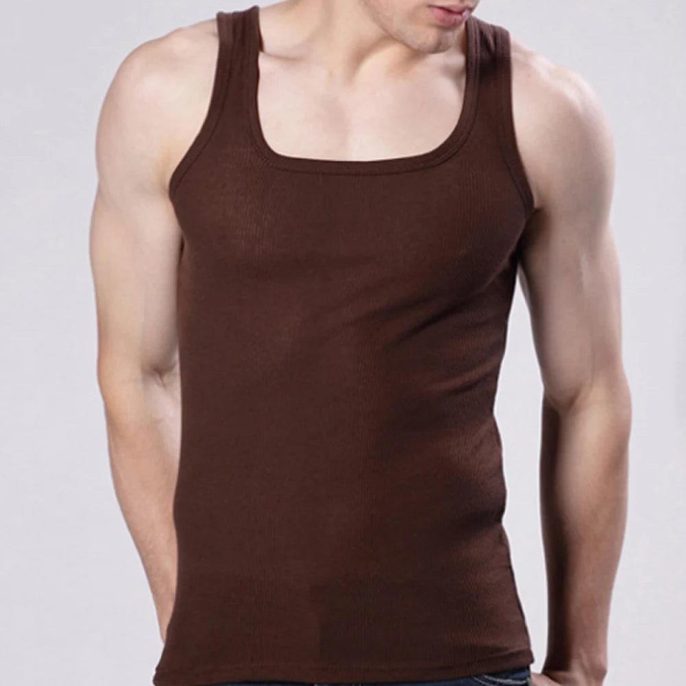 2024 New Men's Pure Cotton Tight Vest Casual Sports Tank Tops Middle-aged Sleeveless Basic Tops Quick Drying Bodybuilding Vest