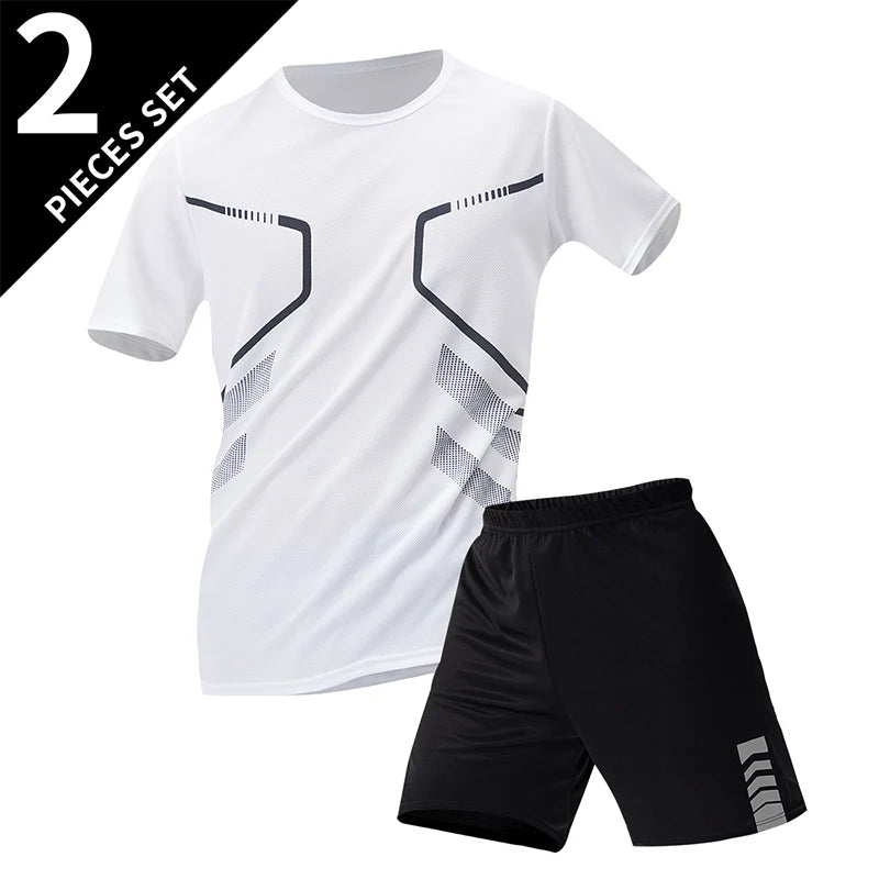 2/4/6 Pcs Plus Size Men's Quick-drying Short-sleeved Shorts Suit Men's Leisure Sports Running Fitness T-shirt Joker Shorts Teen