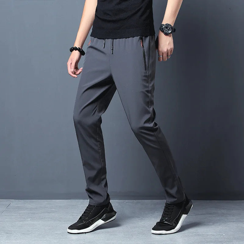 2025 Men's Running Pants Quick-Dry Thin Casual Trousers Sport Pants with Zipper Pockets Sportswear Running Jogging Sportpants ﻿