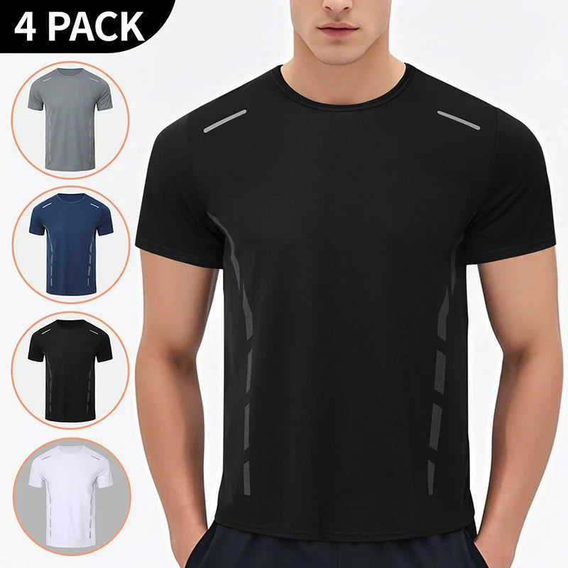 1/4 Pcs Men's Summer Quick-drying Sports Fashion Printed Short-sleeved Teens Loose and Comfortable Running Fitness Joker T-shirt