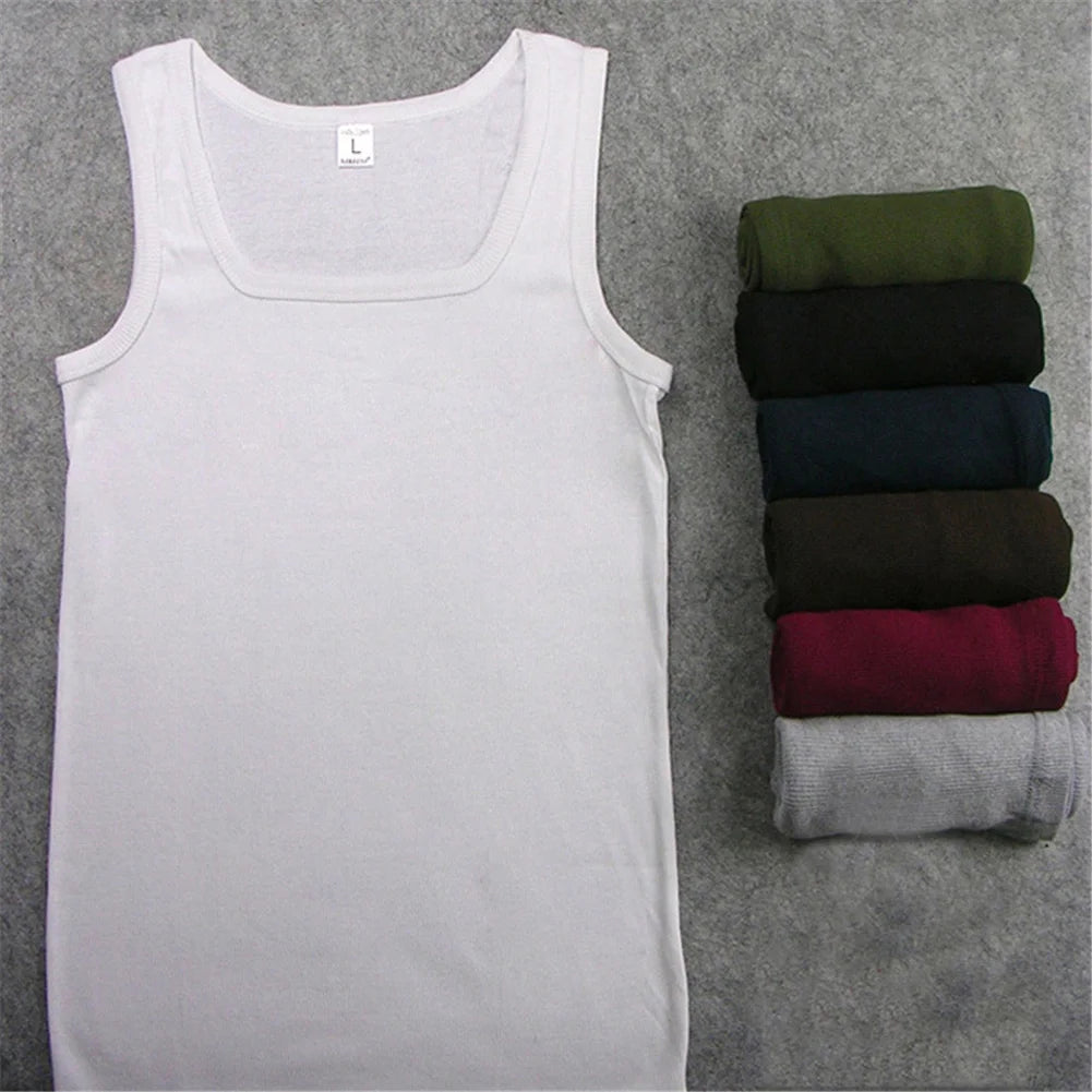 2024 New Men's Pure Cotton Tight Vest Casual Sports Tank Tops Middle-aged Sleeveless Basic Tops Quick Drying Bodybuilding Vest