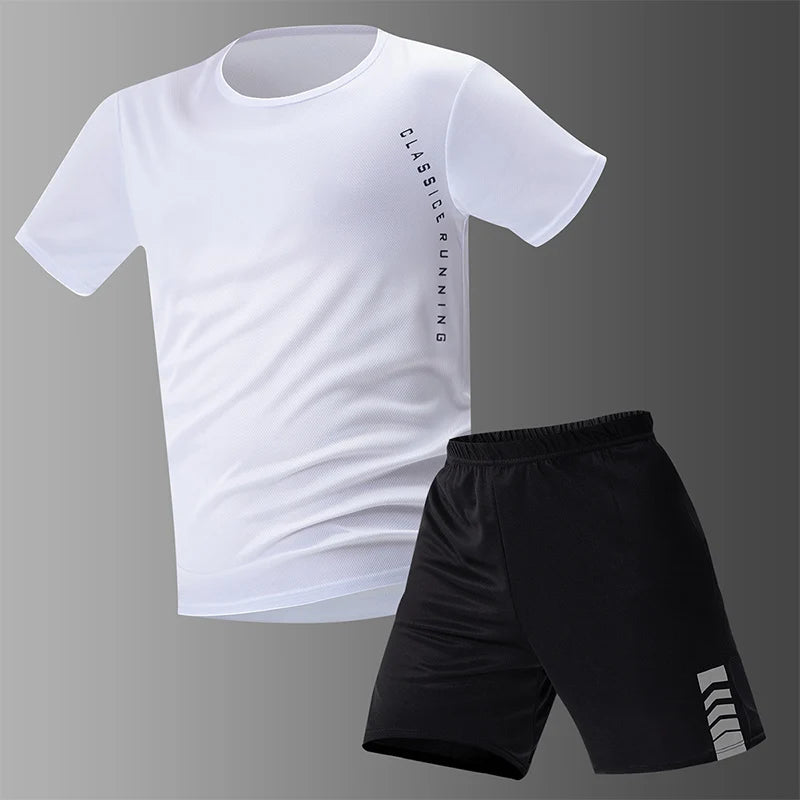 2/4/6 Pcs Plus Size Men's Quick-drying Short-sleeved Shorts Suit Men's Leisure Sports Running Fitness T-shirt Joker Shorts Teen