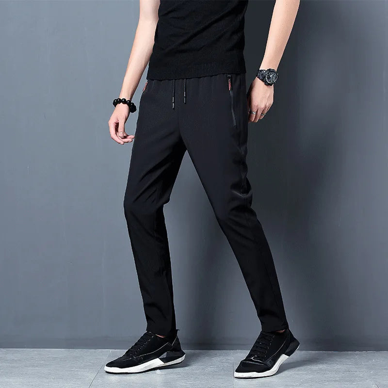 2025 Men's Running Pants Quick-Dry Thin Casual Trousers Sport Pants with Zipper Pockets Sportswear Running Jogging Sportpants ﻿