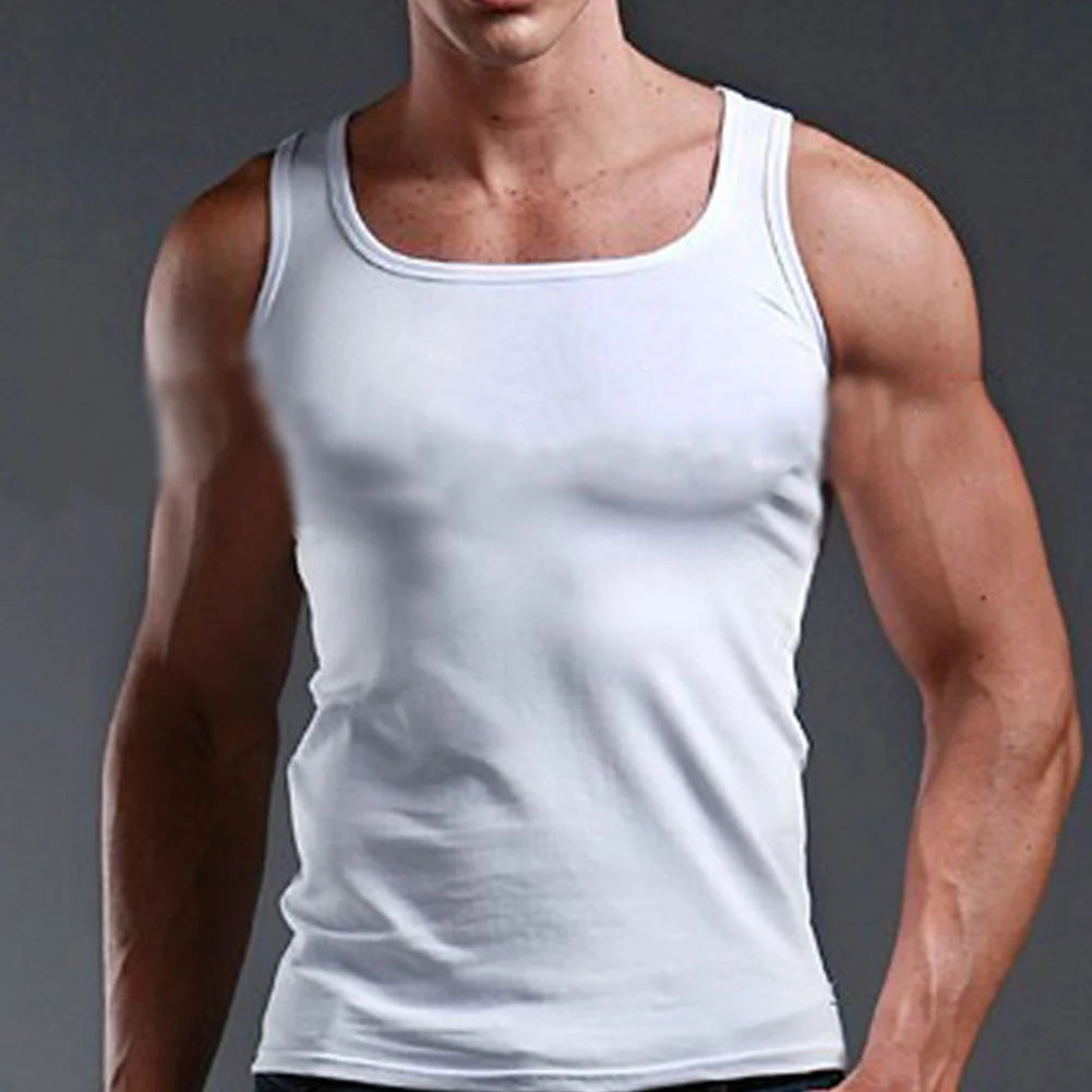 2024 New Men's Pure Cotton Tight Vest Casual Sports Tank Tops Middle-aged Sleeveless Basic Tops Quick Drying Bodybuilding Vest