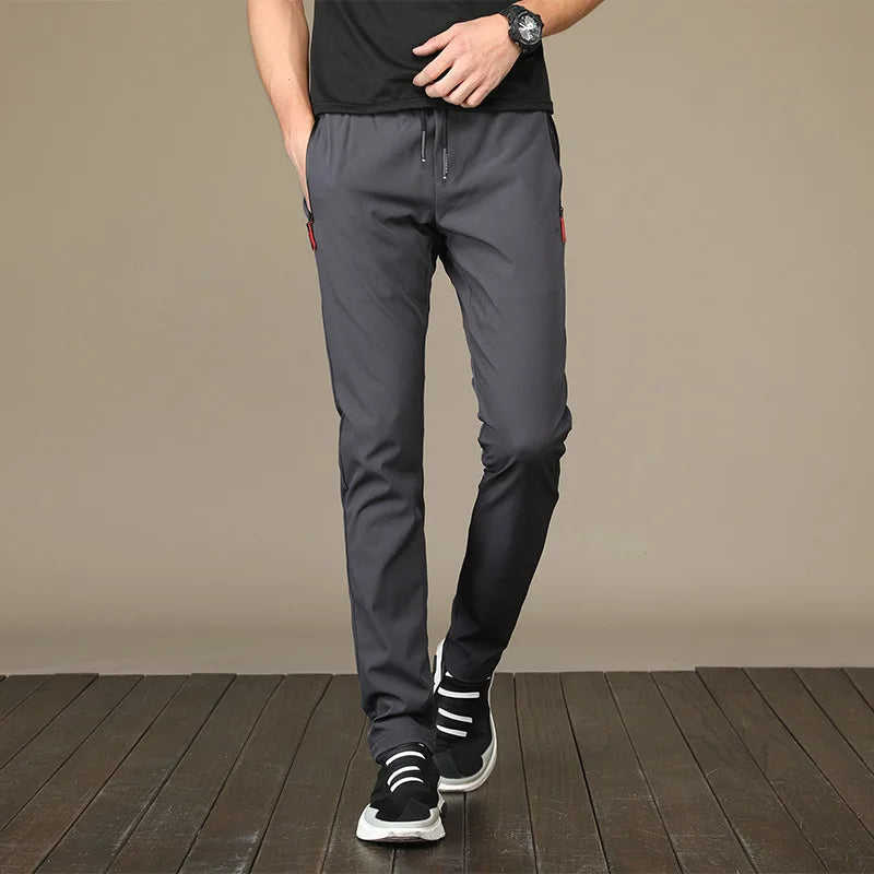 2025 Men's Running Pants Quick-Dry Thin Casual Trousers Sport Pants with Zipper Pockets Sportswear Running Jogging Sportpants ﻿